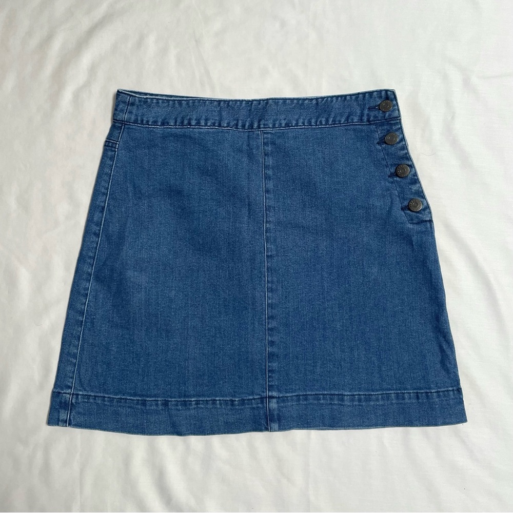 High Waisted Button-Up Denim Mini Skirt